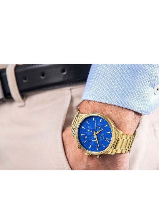 Giewont Men's Watch 42mm Chronograph Battery with Gold Metal Bracelet