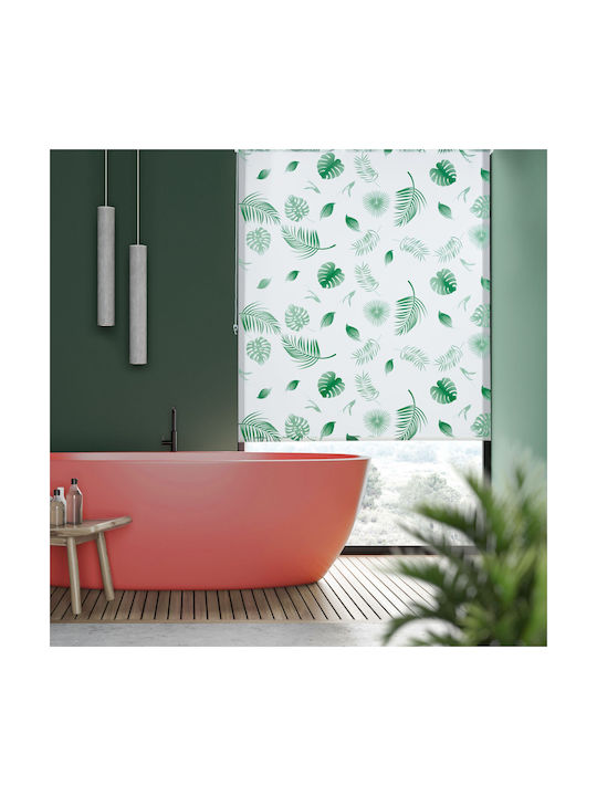 Relaxdays Κουρτίνα Μπάνιου Υφασμάτινη Ρολό White/green
