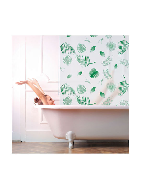 Relaxdays Κουρτίνα Μπάνιου Υφασμάτινη Ρολό White/green