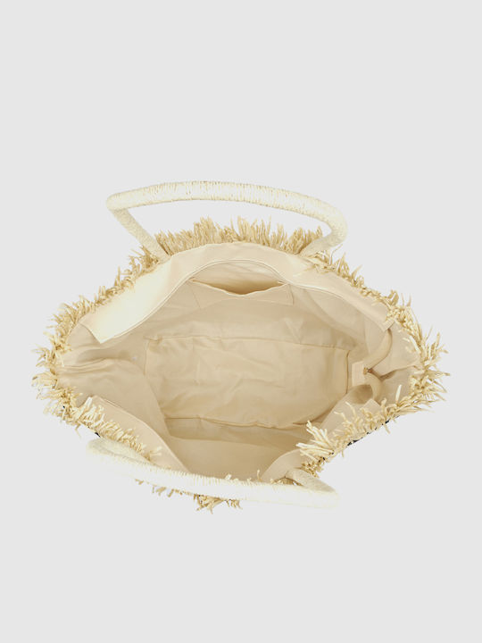 Verde Stoff Strandtasche Beige