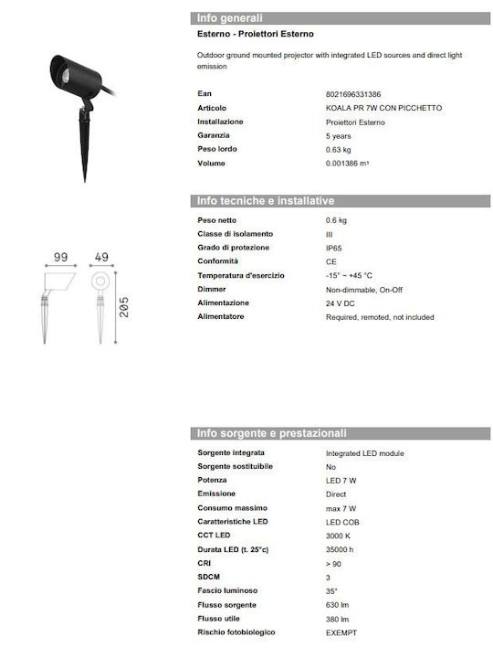 Ideal Lux Sticla Lumină Led Fixă 331386