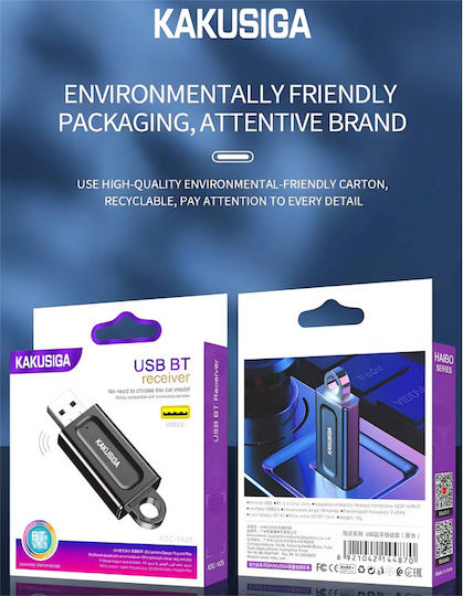 Kakusiga Ksc-1425 Bluetooth 5.3 Usb Receiver Μαύρο Μαύρο