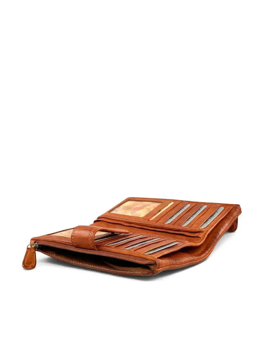 Large Leather Women's Travel Wallet Tabac Brown