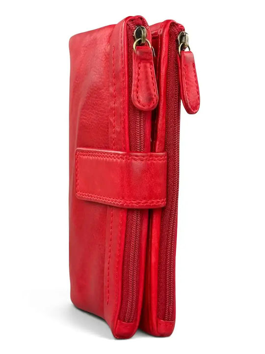 Large Leather Women's Travel Wallet Red