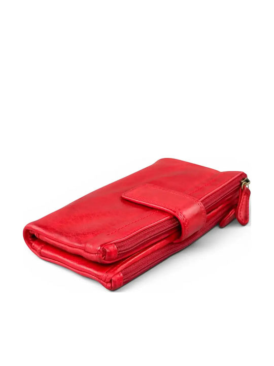 Large Leather Women's Travel Wallet Red