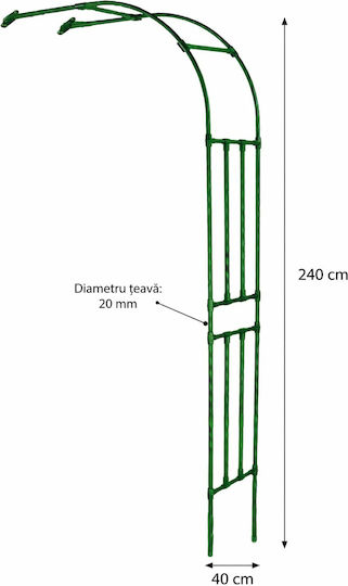 Arc Metalic Pentru Grădină Balcon Terasă Zola Plante Căţărătoare Flori Oţel Acoperit Cu PE 240 X 40 Cm Verde