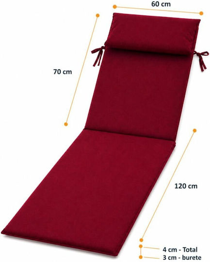 Pucioasa Pernă Pentru Pat De Soare Cu Spătar Burgundă 60x190cm