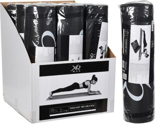 XQ Max Covor de exerciții fizice Pilates Negru cu curea de transport (183x58x1cm)