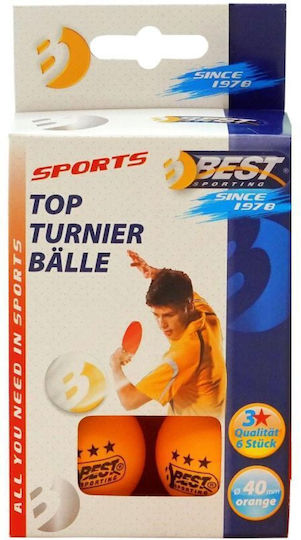 Set 6 Orange Ping Pong Balls Diameter 40mm Category 3 Training Best Sporting 23113