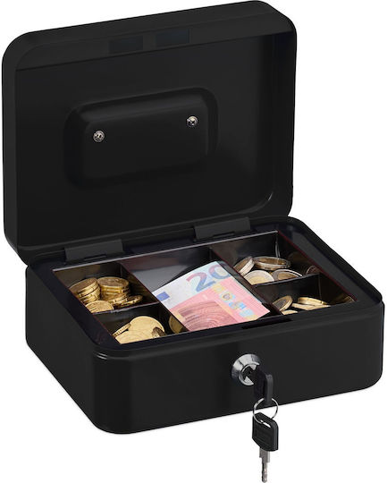 Cash Box Coins Banknotes Relaxdays 8.5 X 20 X 17 Cm Black