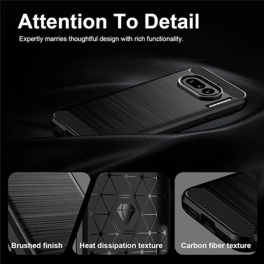 Techsuit Carbon Rückseite Umschlag Silikon Schwarz (Nichts Phone (4a))