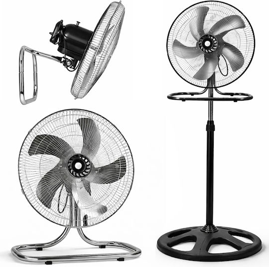 Bakaji Vielseitiger Ventilator 60W Lüfterdurchmesser 45cm Silber