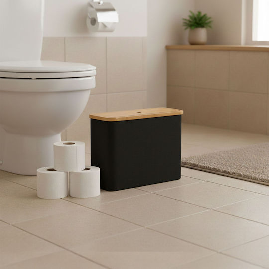Relaxdays Suport De Hârtie Din Bambus Negru 4052025854300