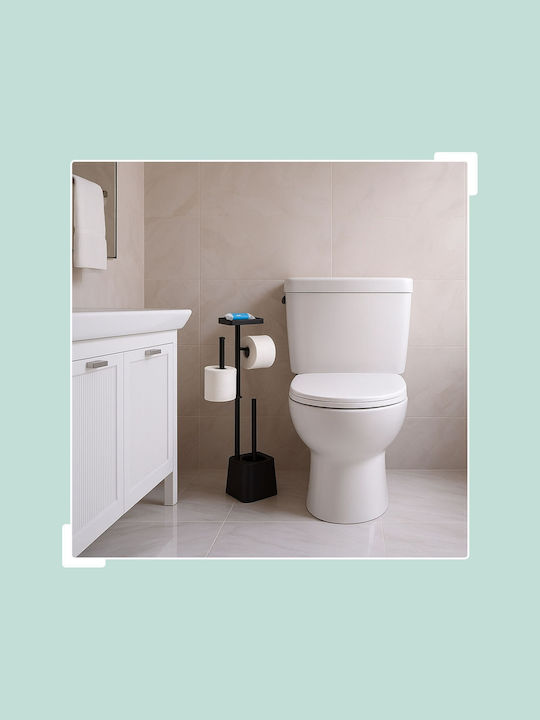 Relaxdays Metal Toilet Brush Black