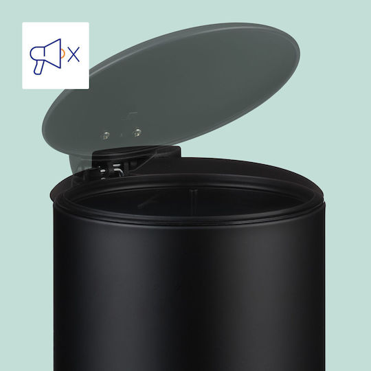 Relaxdays Plastic Bathroom Bin Soft Close 3l Black