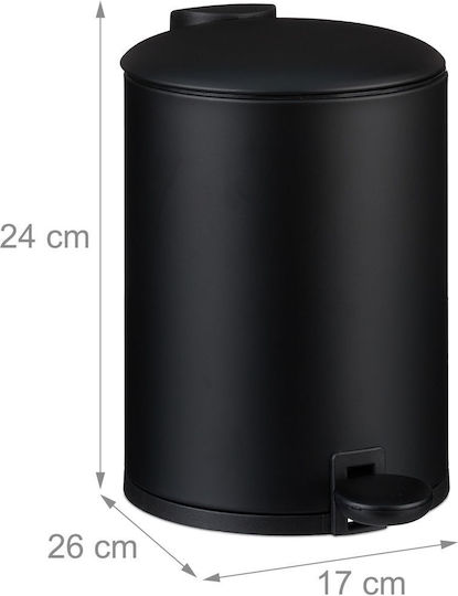 Relaxdays Plastic Bathroom Bin Soft Close 3l Black