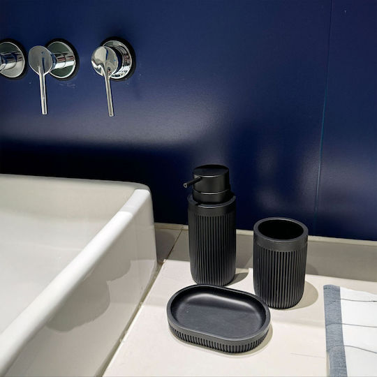 Relaxdays Bathroom Accessory Set Plastic Black 3 Pieces