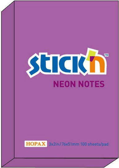 Hopax Selbstklebende Notizblöcke 76 x 51 mm 100 Blätter Stick'n Neon Lila