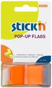 Hopax Film Autocolant Index 45 X 25mm Set 50 Foi Dispenser Stick'n Pop-up Portocaliu