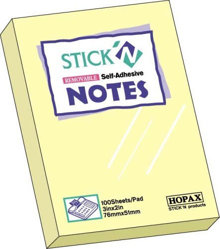 Stick'N Χαρτάκια Σημειώσεων σε Κύβο 100 Φύλλων Κίτρινα 7.6x5.1εκ.
