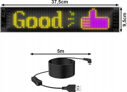 Verk Group Led Panel Windschutzscheibe 16x64 Bewegliche Nachrichten Programmierbarer Autofenster Bildschirm