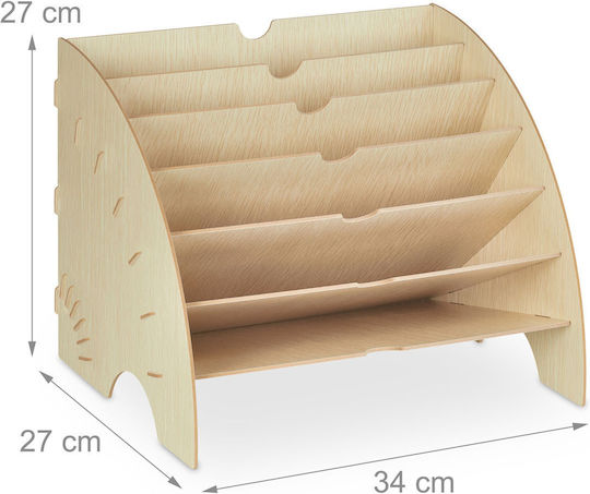 Dokumentenorganizer Mit 6 Fächern Aus MDF 27 X 34 X 27 Cm Hellbraun