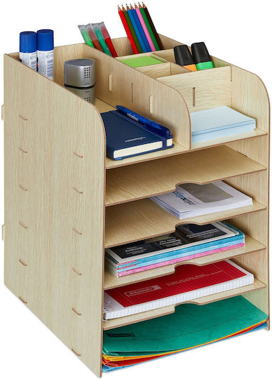 Организатор на Офиса 12 Отделения за Съхранение Изработен от MDF 34.5 X 25 X 32 см Светлокафяв
