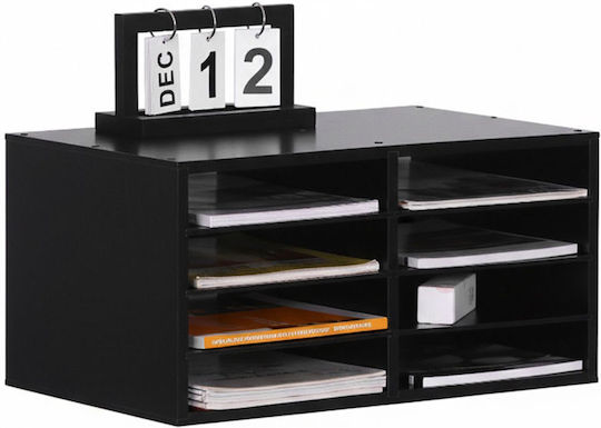 Relaxdays Document Organizer Bamboo 8 Compartments Black 25x49x31cm