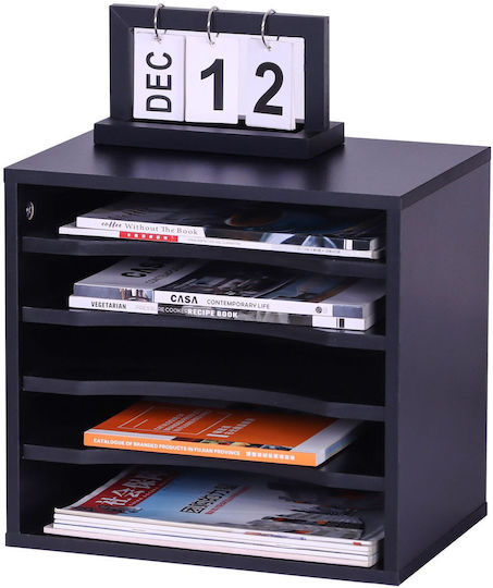 Relaxdays Кутия За Съхранение На Книги И Документи 33.5 X 25 X 33 См 5 Отделения Черна