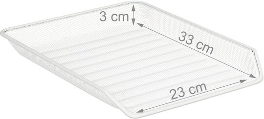 Relaxdays Suport Documente Metalic 3 Compartimente Alb 26.5x29.5x35.5cm