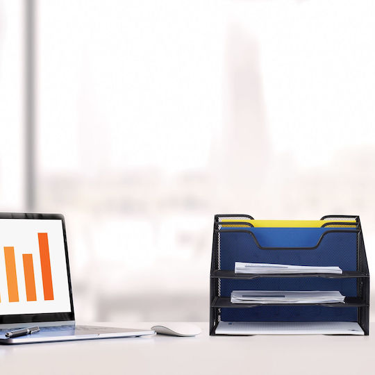 Relaxdays Desk Organizer Metal 5 Compartments Black 24x32x29cm
