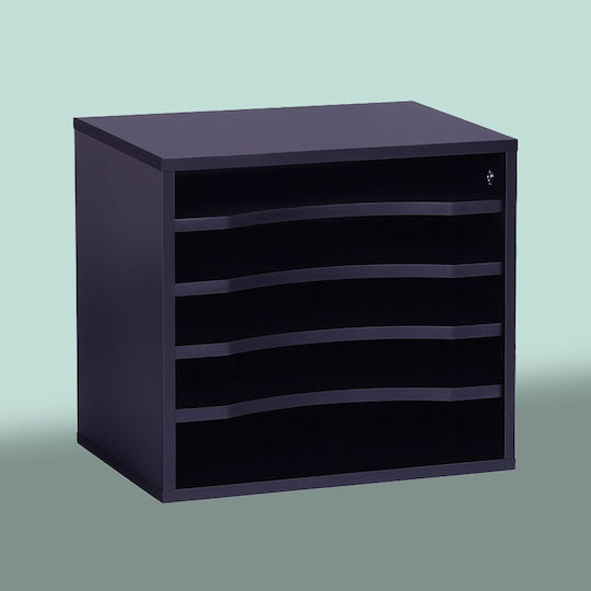 Relaxdays Кутия За Съхранение На Книги И Документи 33.5 X 25 X 33 См 5 Отделения Черна