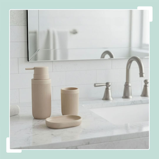 Relaxdays Set Accesorii Baie Plastic Bej 3 Bucăți