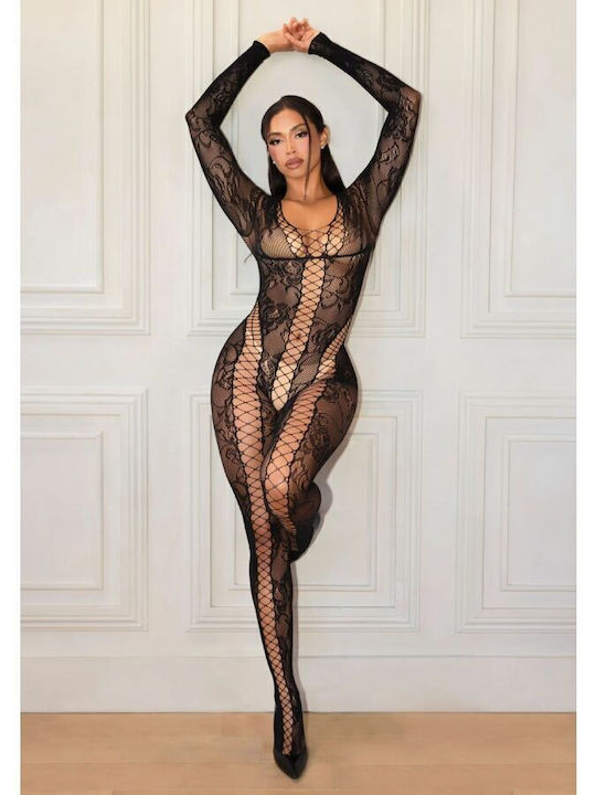 Leg Avenue 89369 Salopetă Plasă și Dantelă Neagră Mărime Unică