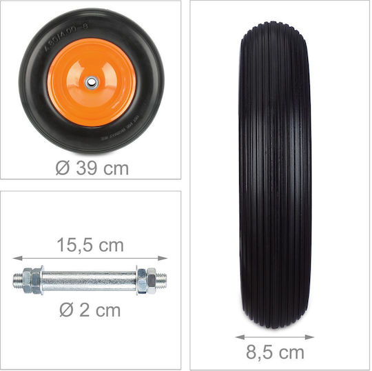Relaxdays Wheelbarrow Wheel 4.00-8 Puncture Resistant Orange Black