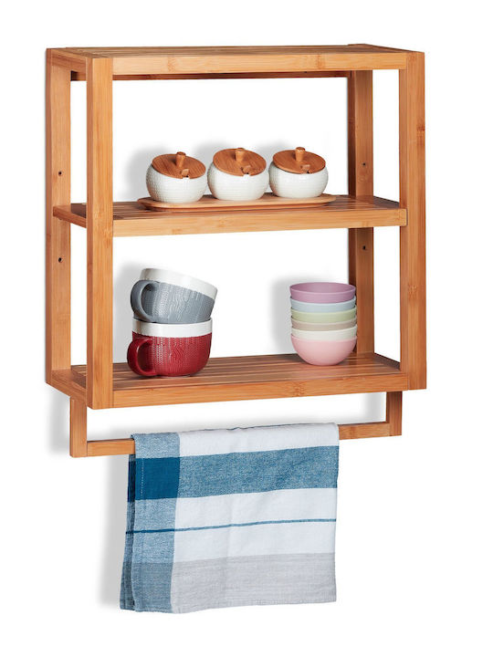 Relaxdays Επιτοίχια Ραφιέρα Μπάνιου Bamboo 58.5x52x21cm Καφέ
