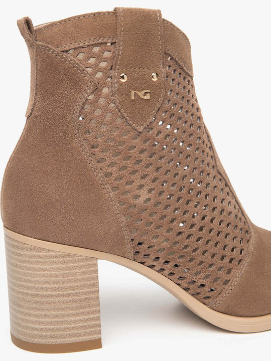Leder Damen Stiefeletten Ankle Boots Braun