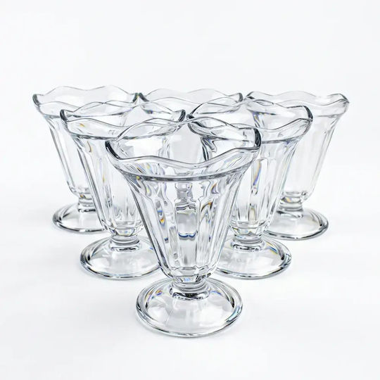 Boluri De Servire Înghețată Rotund Din Sticlă Transparent Cu Diametrul 10 Cm 6 Bucăți