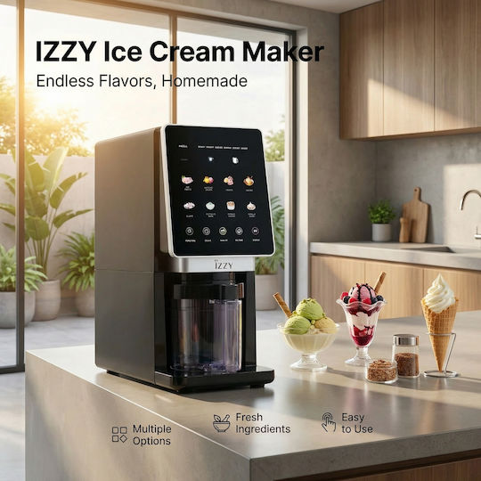 Izzy Italian Gelato Παγωτομηχανή 3x650ml Μαύρη