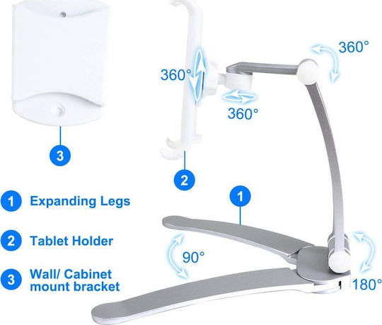 Suport Tablet de Birou până la 10.5" în Culoare Argintie