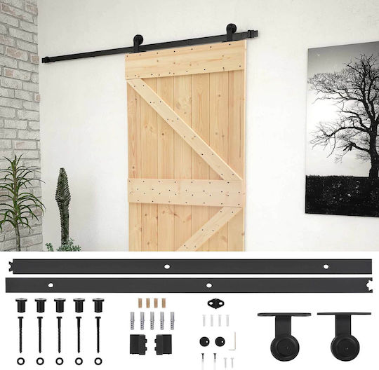 Ușă Glisantă Negru Natural 80 X 210 Cm Lemn Masiv de Pin 3444853 Maro