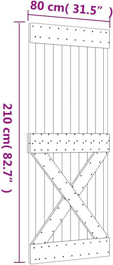 Schiebetür Natürliche Weiße 80 x 210 cm 3444942 Braun