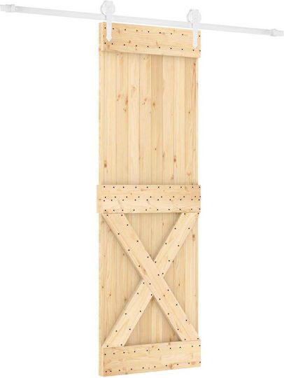 Sliding Door Natural White 80 x 210 cm Solid Pine Wood 3445173 Brown