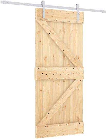 Ușă Glisantă Natural Alb 90 X 210 Cm Lemn Masiv De Pin 3444949 Maro