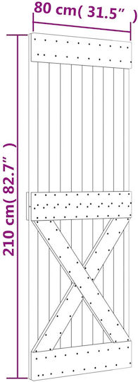 Συρόμενη Πόρτα Φυσικό Λευκό 80 X 210 Cm 3445092 Καφέ