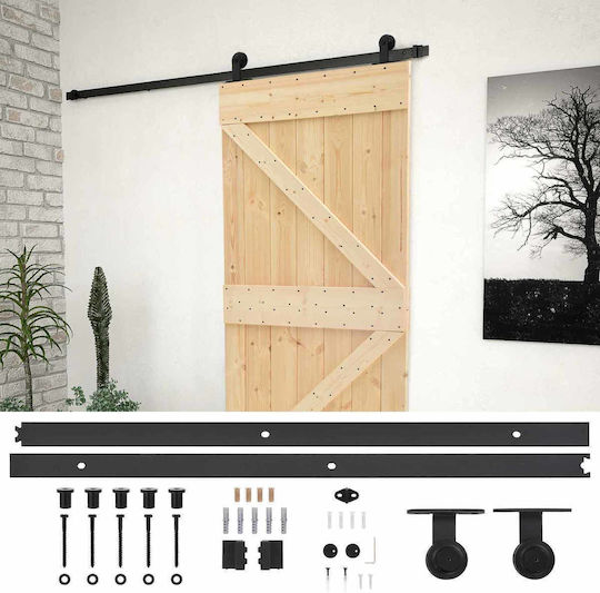 Ușă Glisantă Natur Negru 80 X 210 Cm Lemn Masiv De Pin 3444854 Maro