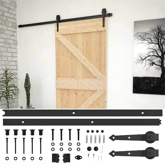 Συρόμενη Πόρτα Φυσικό Μαύρο 80 X 210 Cm Μασίφ Ξύλο Πεύκου 3444850 Καφέ