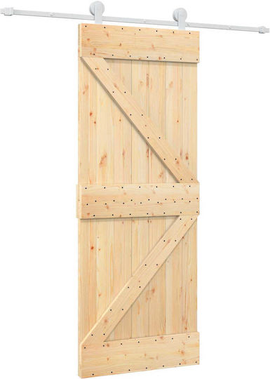 Sliding Door Natural White 80 x 210 cm Solid Pine Wood 3445006 Brown