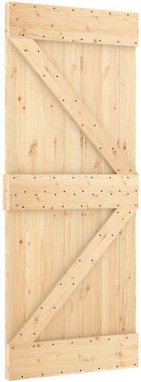 Sliding Door Natural White 80 x 210 cm Solid Pine Wood 3445006 Brown