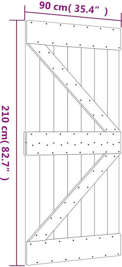 Ușă Glisantă Natural Alb 90 X 210 Cm Lemn Masiv de Pin 3445099 Maro